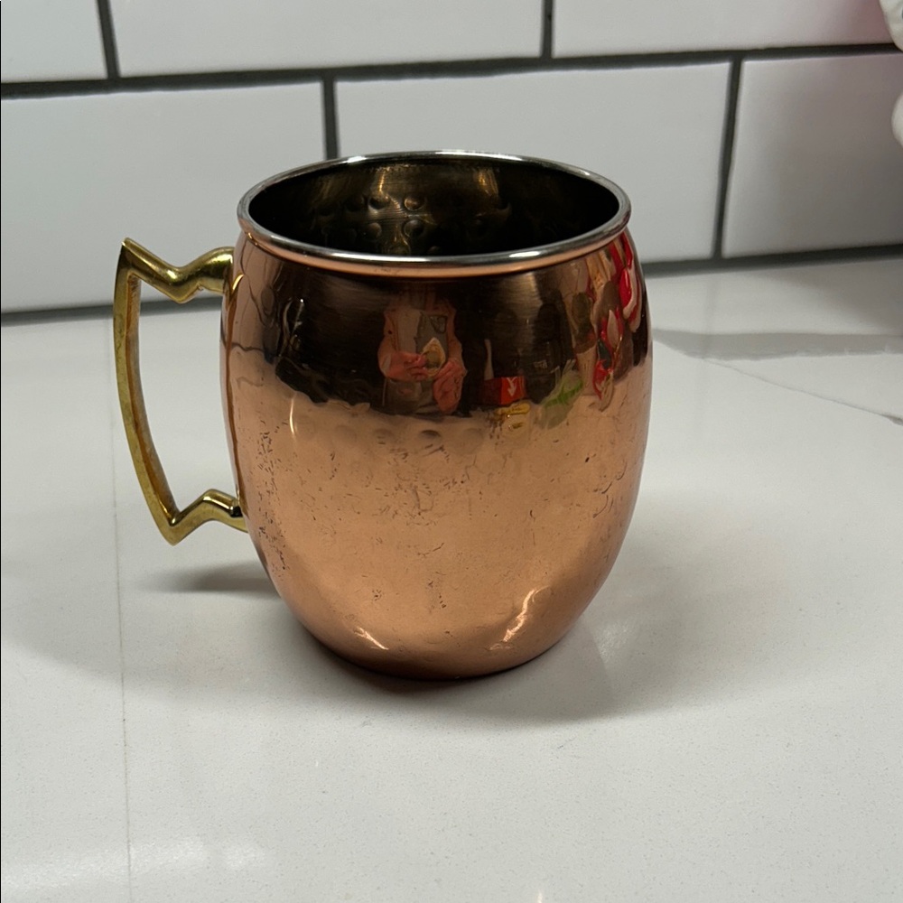 Vintage old Dutch Moscow Mule Copper Mug with Gold Handle